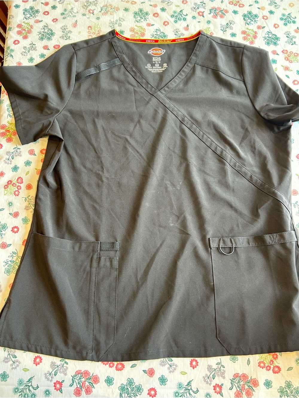 Dickies Black Women's Nurse Short Sleeve Scrub Top